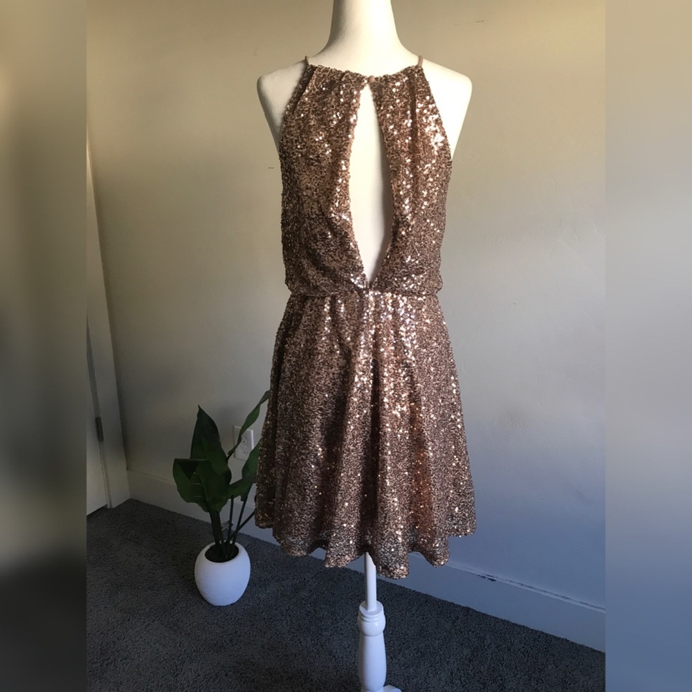 Gold Sequin Mini Dress - Picture 3 of 5